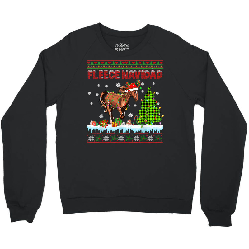 Fleece Navidad Christmas Lights Sweater Santa Reindeer Horse T Shirt Crewneck Sweatshirt | Artistshot