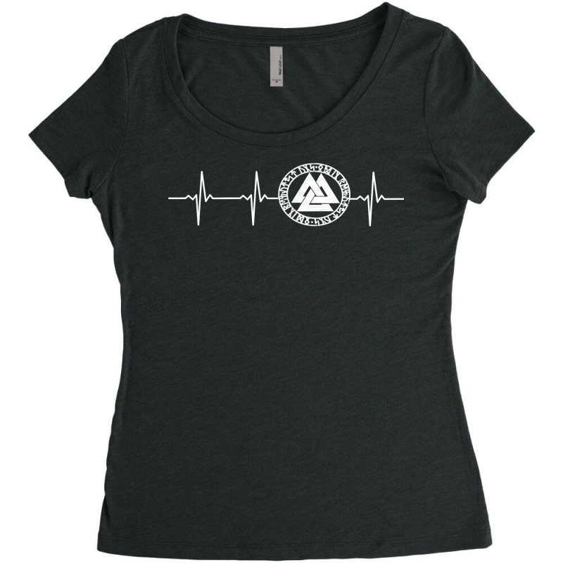 Viking Heartbeat Knot Valknut Wotan Odin Walhalla T Shirt Women's Triblend Scoop T-shirt by woestebjparmal | Artistshot