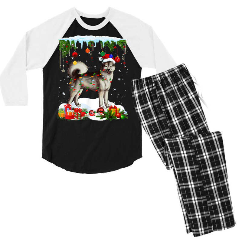 Funny Alaskan Malamute Dog Christmas Xmas Cute T Shirt Men's 3/4 Sleeve Pajama Set | Artistshot