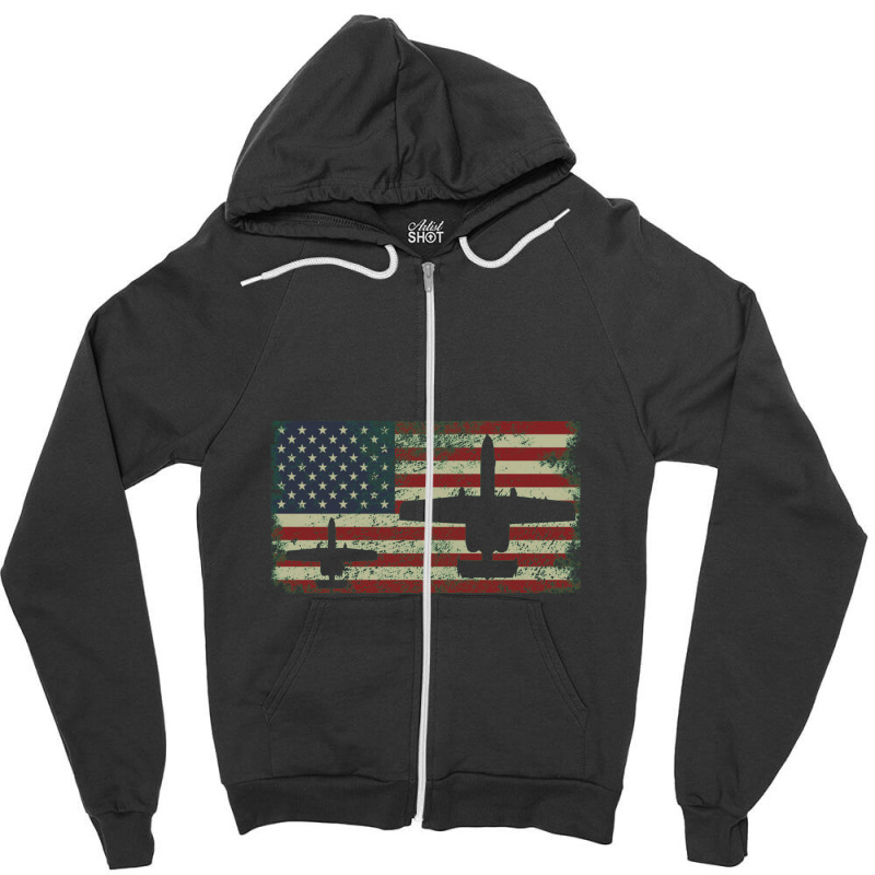 A 10 Thunderbolt Ii Warthog Plane Gift Us Flag Zipper Hoodie | Artistshot