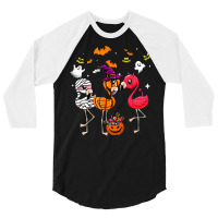 Flamingo Tropical Funny Flamingo Mummy Witches Pumpkin Halloween Costu 3/4 Sleeve Shirt | Artistshot