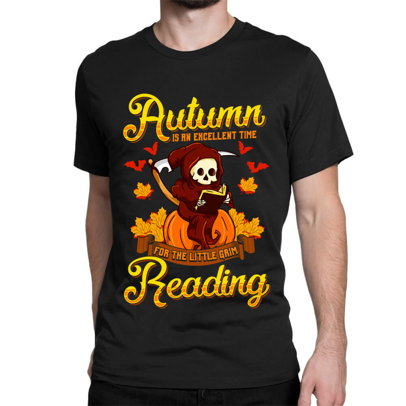 Book Halloween Grim Reaper Autumn Excellent Time Little Grim Reading Classic T-shirt by peafowl | Artistshot