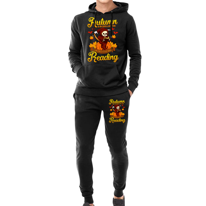 Book Halloween Grim Reaper Autumn Excellent Time Little Grim Reading Hoodie & Jogger set by peafowl | Artistshot