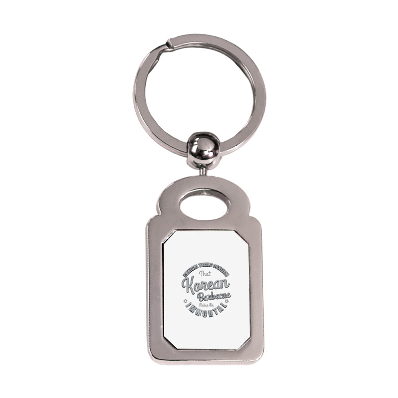 Clinical Trials Confirm   Vintage Korean Barbecue Theme T Shirt Silver Rectangle Keychain | Artistshot