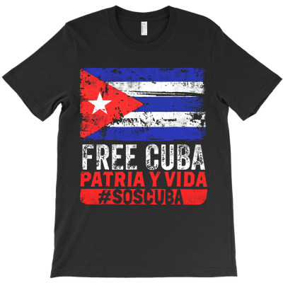Fist Flag Sos Cuba Vintage T-shirt Designed By Johnny Wiggins