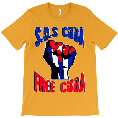 Cuban Protest Fist Flag T-shirt Designed By Johnny Wiggins