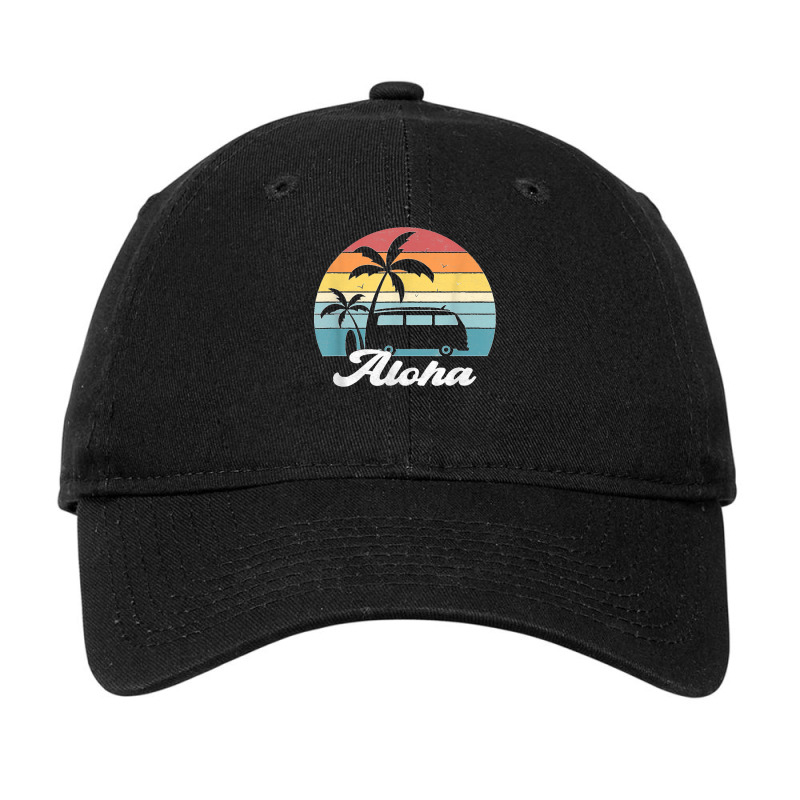 Retro Vintage Aloha Hawaii Hawaiian Island Palm Tree Surf Adjustable Cap by LeonelSalas | Artistshot