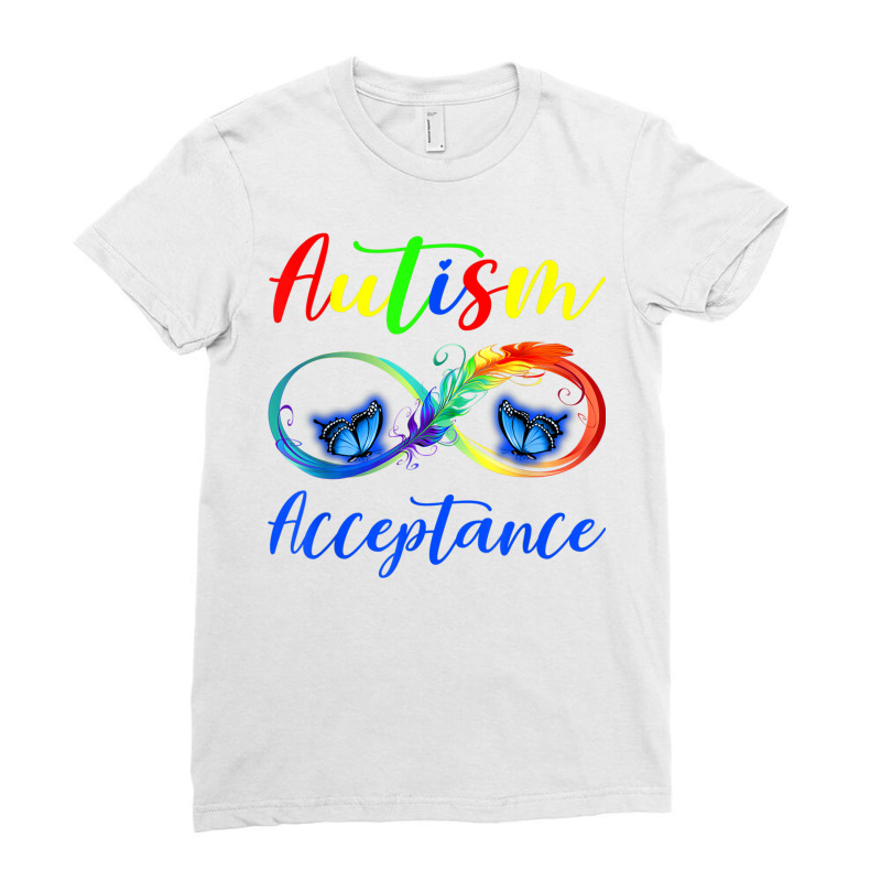 Autism   Red Instead Infinity   Acceptance Butterfly T Shirt Ladies Fitted T-Shirt by RoyalStore | Artistshot