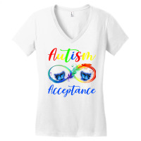 Autism   Red Instead Infinity   Acceptance Butterfly T Shirt Women's V-neck T-shirt | Artistshot