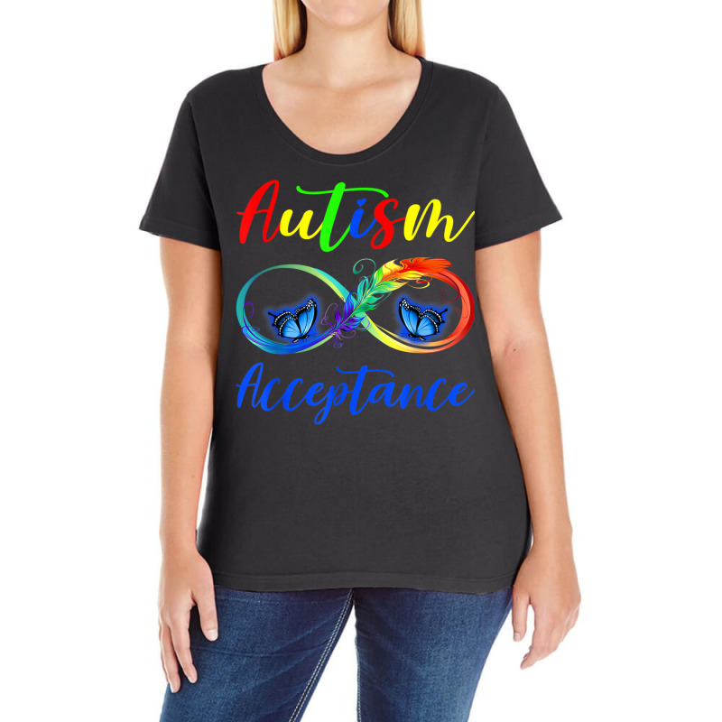 Autism   Red Instead Infinity   Acceptance Butterfly T Shirt Ladies Curvy T-Shirt by RoyalStore | Artistshot