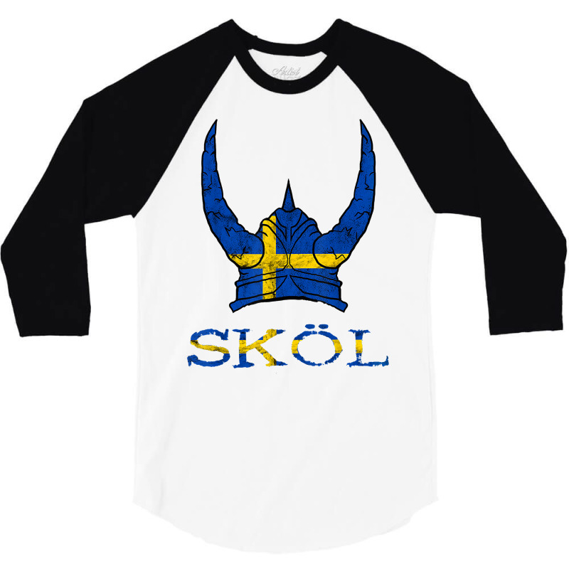 Skol Swedish Viking Helmet Sweden Nordic Northman Swede T Shirt 3/4 Sleeve Shirt | Artistshot