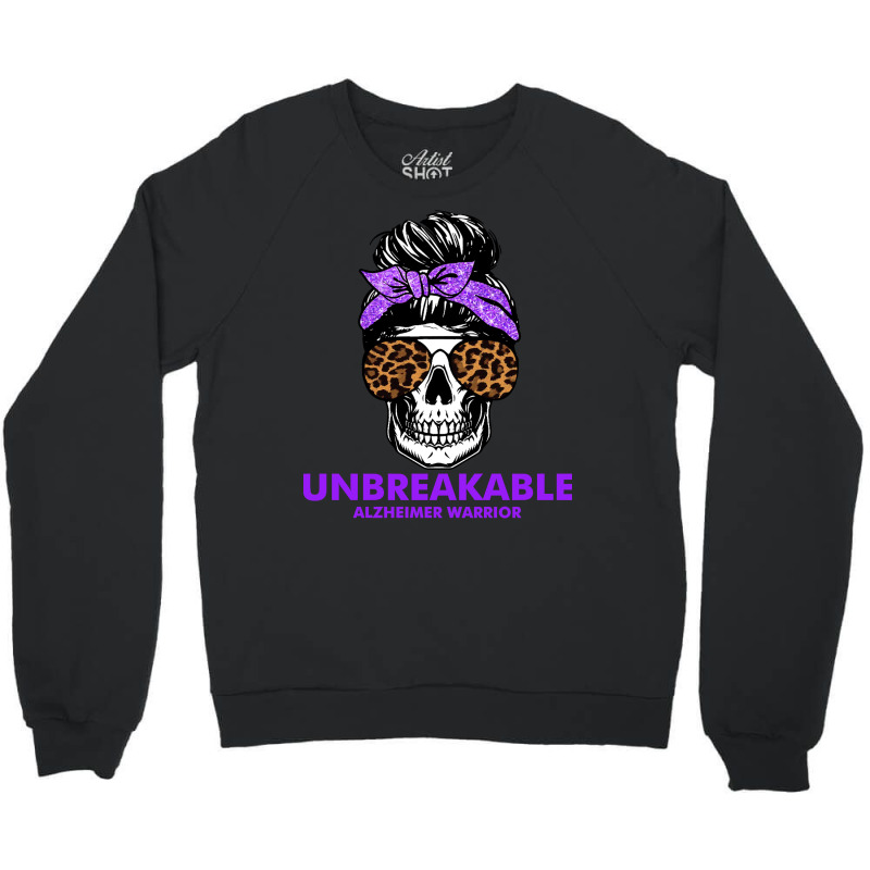 Alzheimers Unbreakable Alzheimer Warrior Skull Halloweenfor Woman 22 A Crewneck Sweatshirt | Artistshot