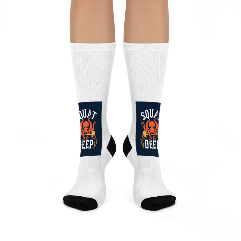 Squat Deep Kraken Poster Crew Socks | Artistshot