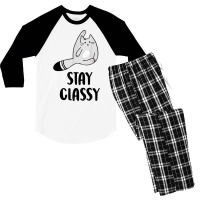 Cat Lover Tshirt Stay Classy Tshirt Animal Calssy Tshirt Men's 3/4 Sleeve Pajama Set | Artistshot