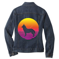 Siberian Husky Dog 70s 80s Vintage Retro Siberian Husky Premium Ladies Denim Jacket | Artistshot