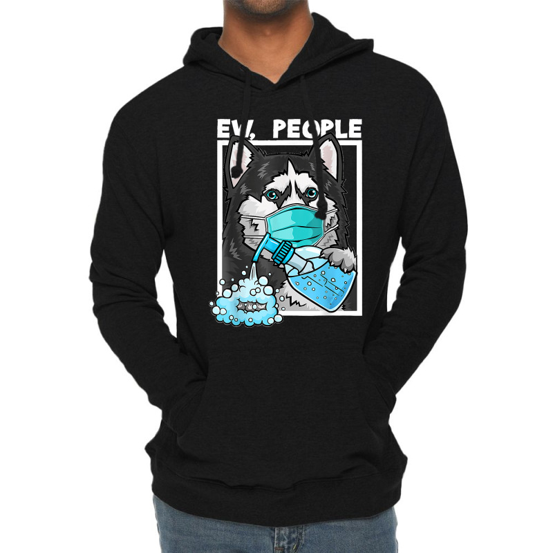 Siberian Husky Dog Wearing Facemask Hand Sanitizer Ew People Lightweight Hoodie by LeonelSalas | Artistshot