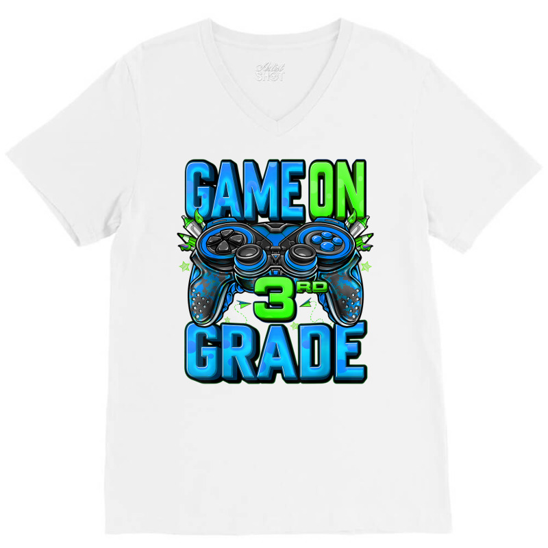 Game On 3rd Grade Back To School 3rd Grade Level Unlocked T Shirt V-neck Tee | Artistshot