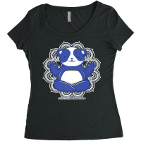 Sporty Panda Meditating In Yoga Pose Meditation Premium Women's Triblend Scoop T-shirt | Artistshot