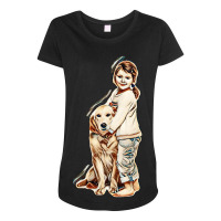 Little Girl With Dog Maternity Scoop Neck T-shirt | Artistshot