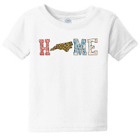 Home State North Carolina Map With Floral Pattern And Leopard Texture Baby Tee | Artistshot