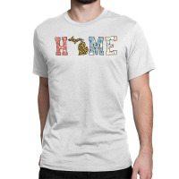 Home State Michigan Map With Floral Pattern And Leopard Texture Classic T-shirt | Artistshot