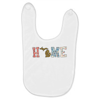 Home State Michigan Map With Floral Pattern And Leopard Texture Baby Bibs | Artistshot