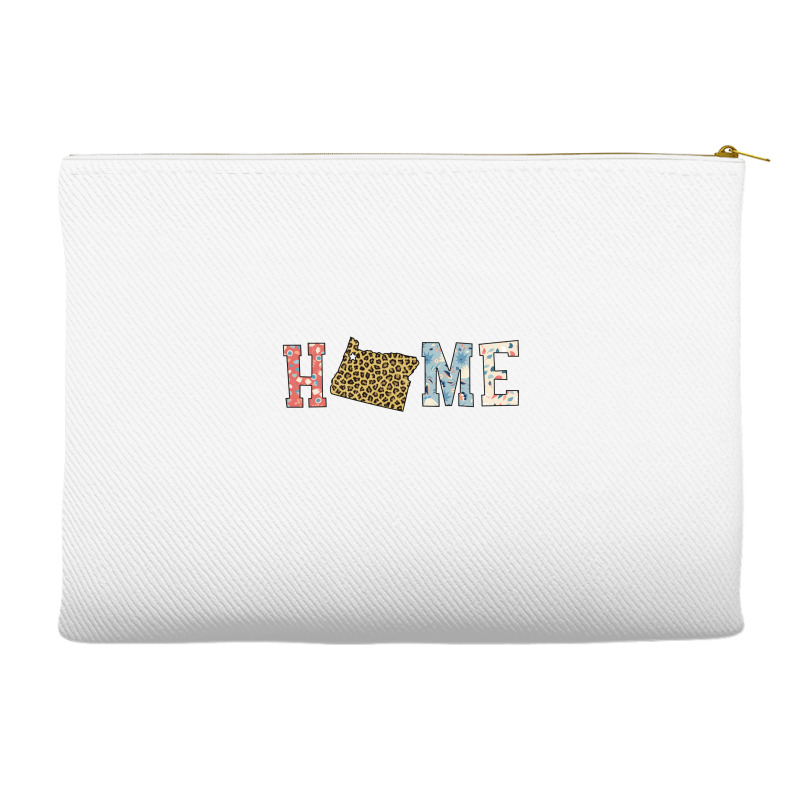 Home State Oregon Map With Floral Pattern And Leopard Texture Accessory Pouches | Artistshot