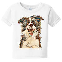 Close-up Of Border Collie, 1.5 Years Old, Looking At Camera Against Wh Baby Tee | Artistshot