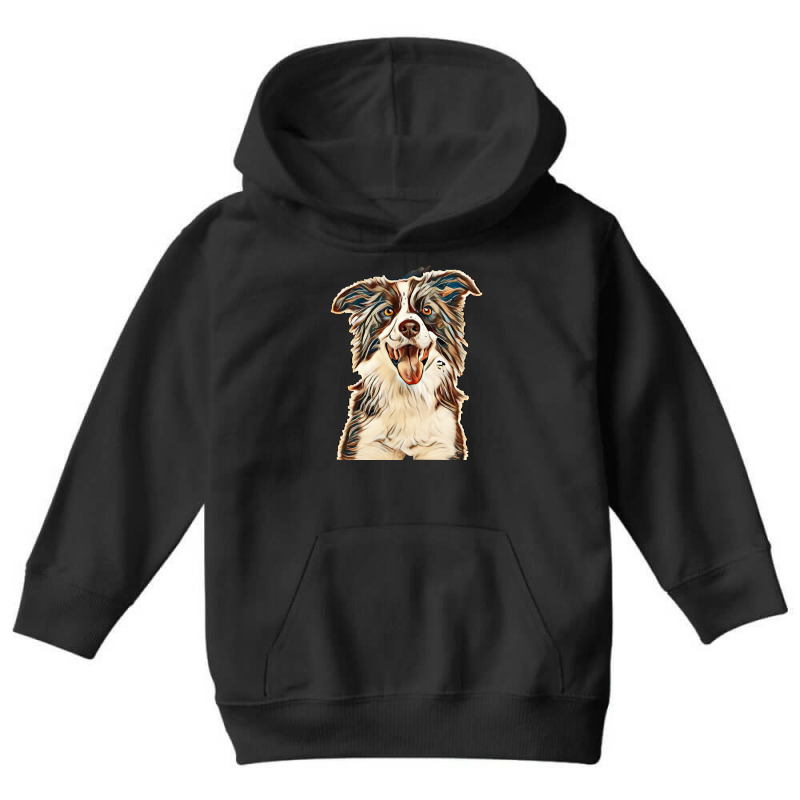 Close-up Of Border Collie, 1.5 Years Old, Looking At Camera Against Wh Youth Hoodie by Kemnabi | Artistshot