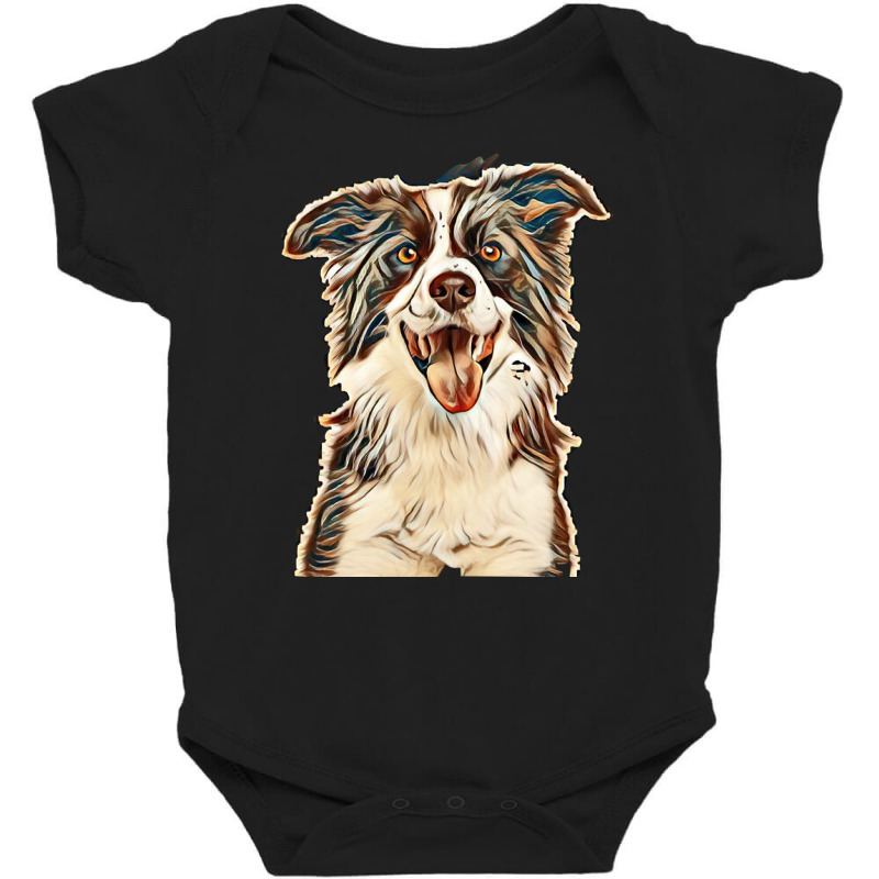 Close-up Of Border Collie, 1.5 Years Old, Looking At Camera Against Wh Baby Bodysuit by Kemnabi | Artistshot