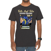 Tails And Tales Summer Reading 2021 Librarian Library Dragon Vintage T-shirt | Artistshot