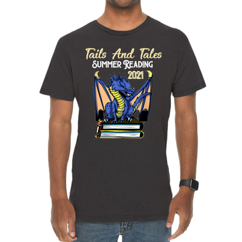 Tails And Tales Summer Reading 2021 Librarian Library Dragon Vintage T-Shirt by LeonelSalas | Artistshot