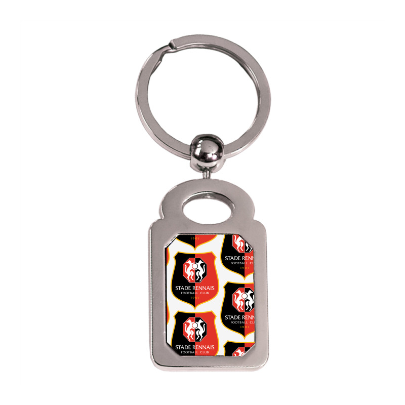 Stade Rennais Fc Silver Rectangle Keychain | Artistshot