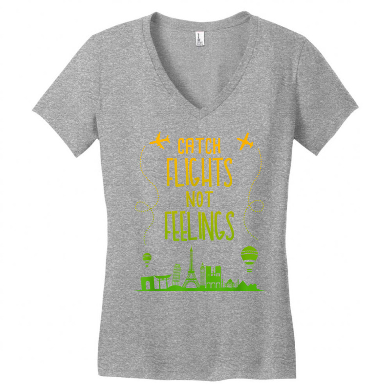 Funny Catch Flights Not Feeling T Shirt Quote Meme Saying Women's V-neck T-shirt | Artistshot