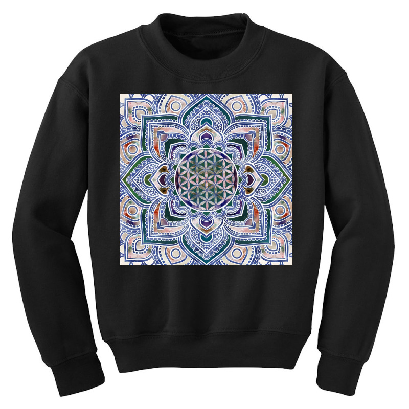 Flower Of Life In Lotus   Marble And Gold Youth Sweatshirt | Artistshot