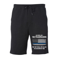 Blessed Are The Peacemakers   Blue Line Police Cop T Shirt Fleece Short | Artistshot