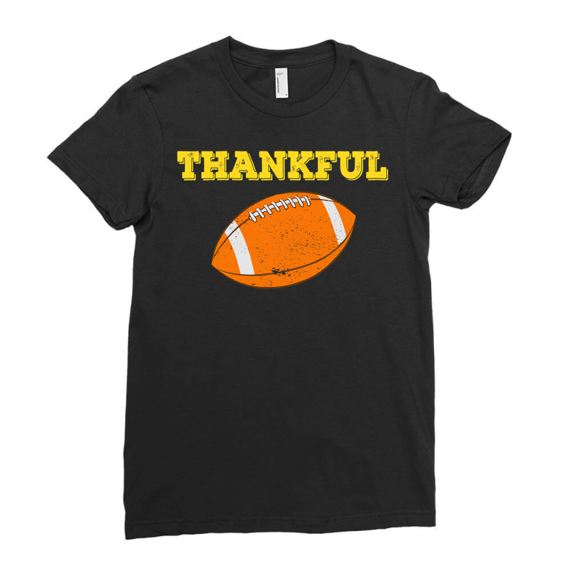 Football Mens Grateful Thankful Blessed Football Thanksgiving Leg 145 Ladies Fitted T-Shirt by peafowl | Artistshot