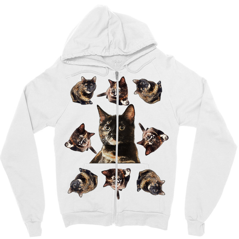 Tortie Cat Tortoiseshell Overload Multi Cat T Shirt Zipper Hoodie by derosaatlamos | Artistshot