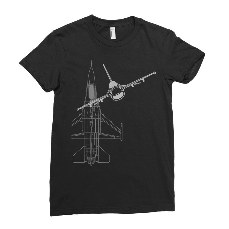 F 16 Fighting Falcon Viper Jet Line Art T Shirt Ladies Fitted T-Shirt by zagelmaglime | Artistshot