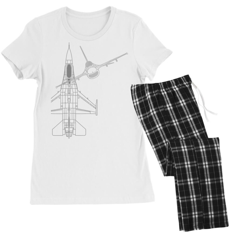 F 16 Fighting Falcon Viper Jet Line Art T Shirt Women's Pajamas Set by zagelmaglime | Artistshot