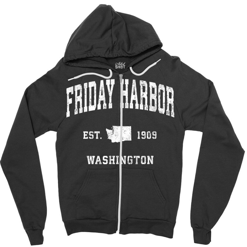 Friday Harbor Washington Wa Vintage Athletic Sports Design T Shirt Zipper Hoodie | Artistshot