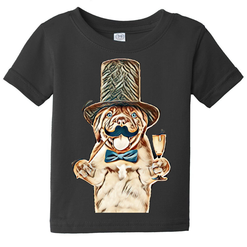 Puppy Gentleman Wearing Tie Bow And Cylinder Hat Holds  Mustache On St Baby Tee | Artistshot