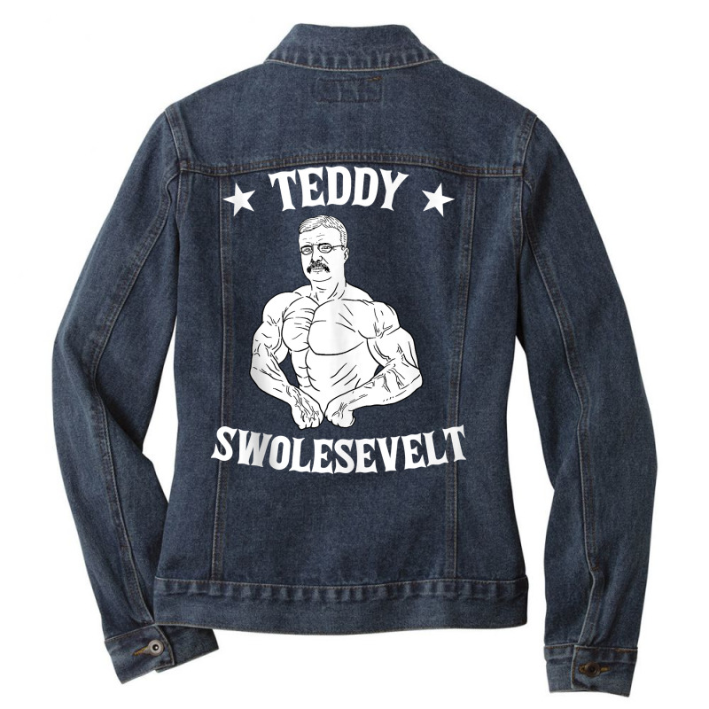 Teddy Roosevelt Body Building Work Out Muscle Gym Gift Tank Top Ladies Denim Jacket by munceylsareiasjr | Artistshot