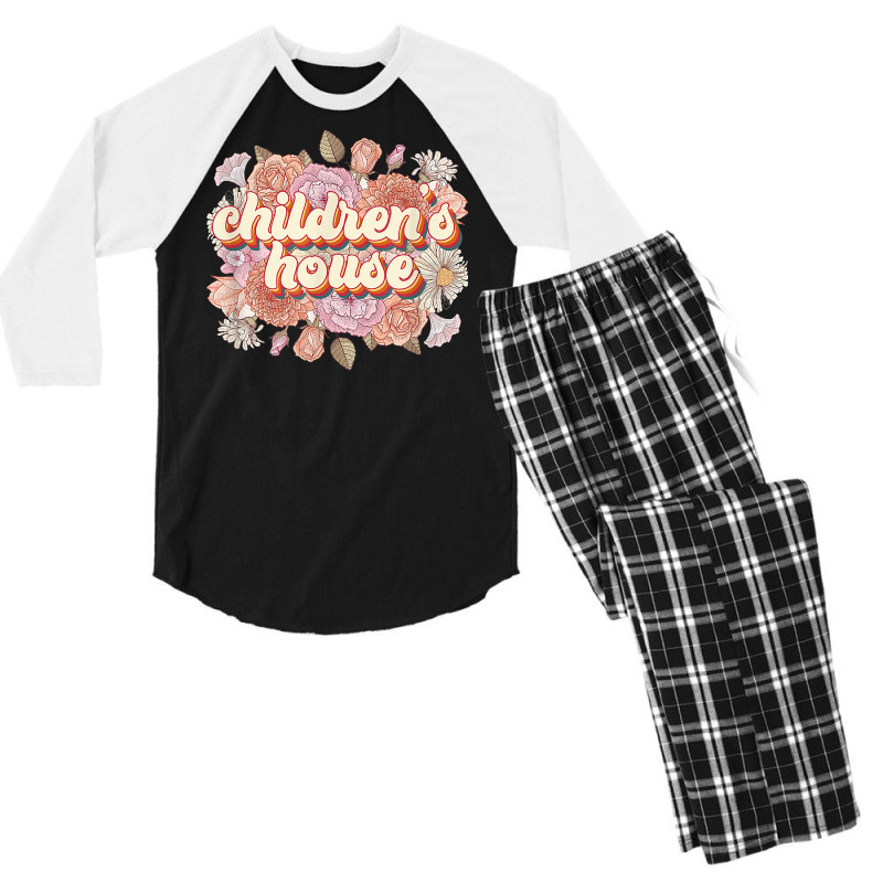 Children’s House Floral Montessori Teacher Montessori School T Shirt Men's 3/4 Sleeve Pajama Set | Artistshot