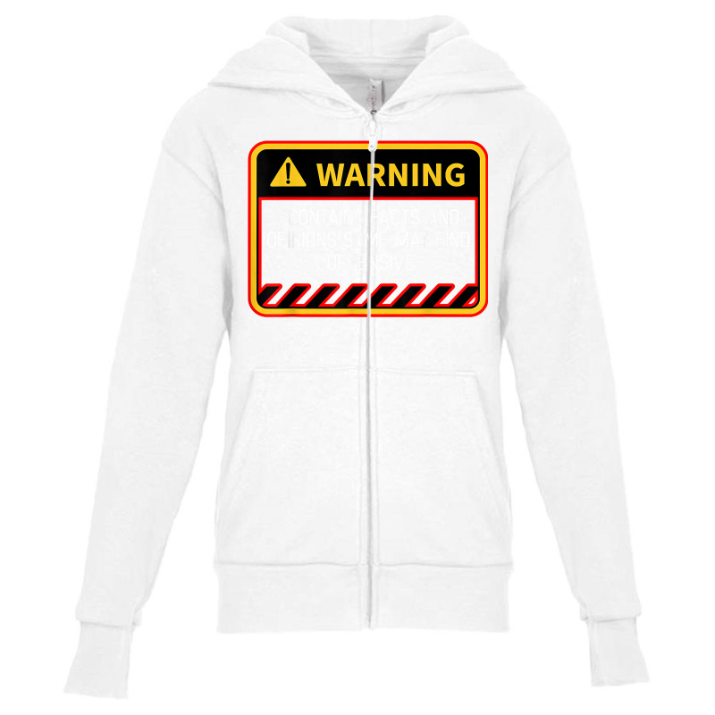 Warning Contains Facts May Find Offensive Humor T Shirt Youth Zipper Hoodie | Artistshot