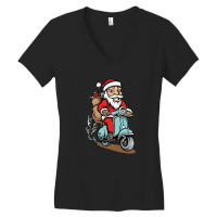 Santa Ride A Scooter Women's V-neck T-shirt | Artistshot