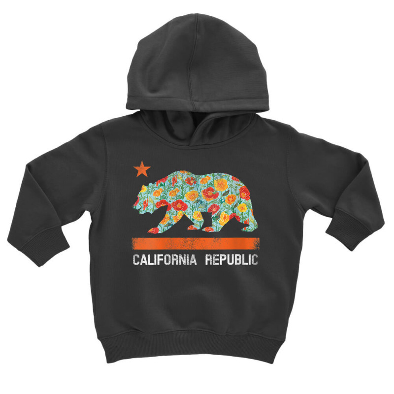 Womens California Republic State Bear Star Poppy Flower La Cali Tee V Toddler Hoodie by loreyviwootenm | Artistshot