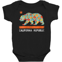 Womens California Republic State Bear Star Poppy Flower La Cali Tee V Baby Bodysuit | Artistshot