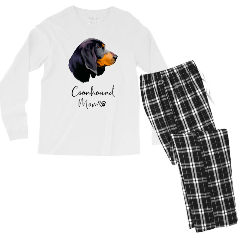 Coonhound Mom Cute Puppy Dog Owner Black And Tan Coonhound Sweatshirt Men's Long Sleeve Pajama Set by BrandalynSaetern | Artistshot