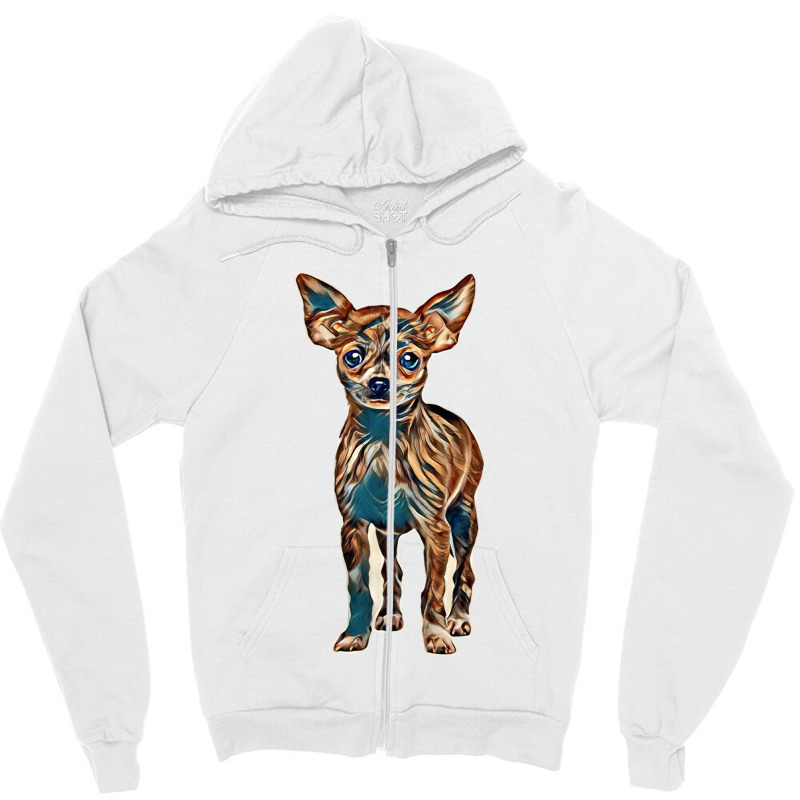 Short Haired Chihuahua In Front Of A White Background Zipper Hoodie | Artistshot